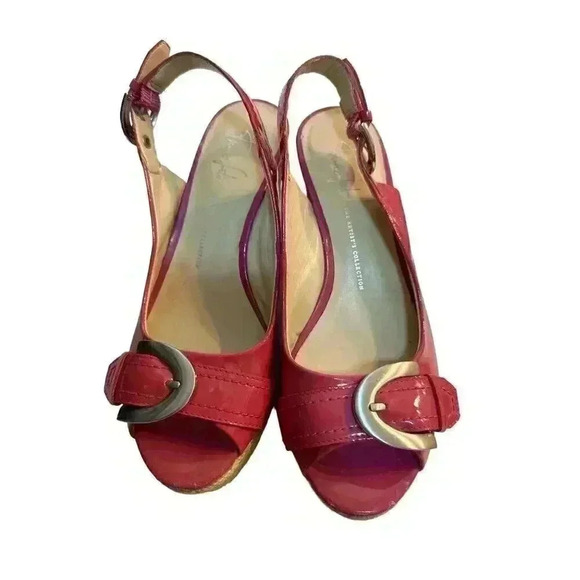 Franko Sarto Slingback Peep Toe Patent Leather Wedge Heels in Size 7M Pre-Owne - Picture 1 of 9